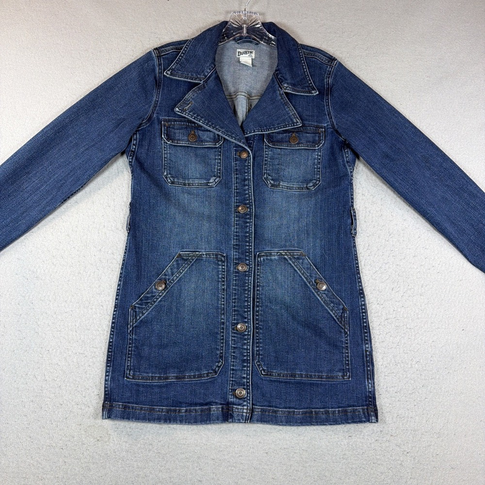 Duluth Trading Co Women Daily Denim Jacket Stretch Work Coat Medium Wash Size XS